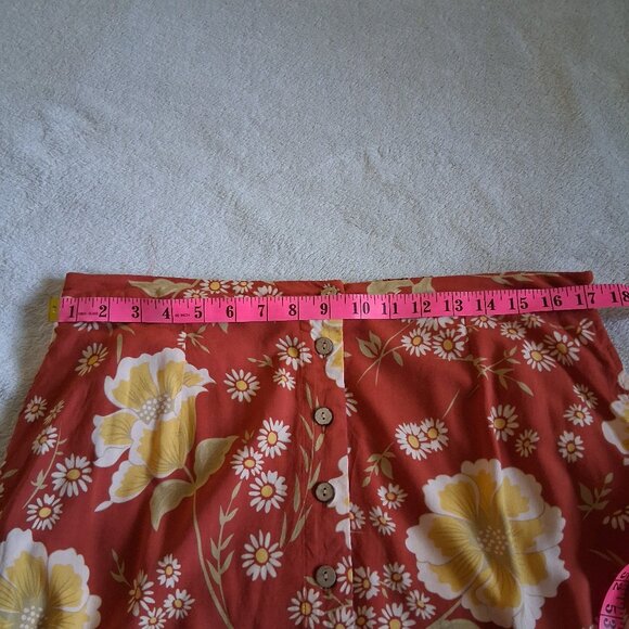 Cynthia Rowley Women's Size Large Burnt Orange Floral Bohemian Midi Skirt - Picture 11 of 12